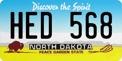 ND license plate HED568