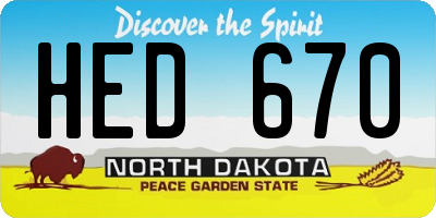 ND license plate HED670