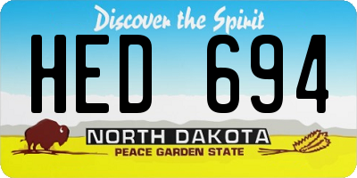 ND license plate HED694