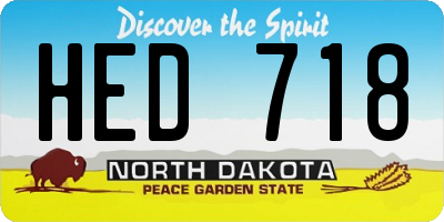 ND license plate HED718