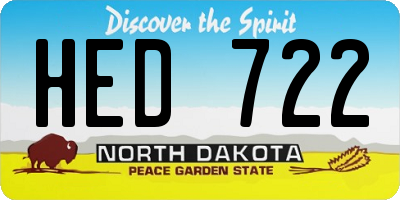 ND license plate HED722