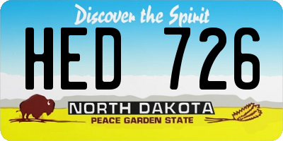 ND license plate HED726