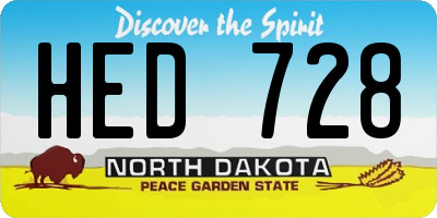 ND license plate HED728