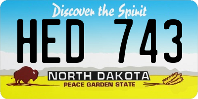 ND license plate HED743