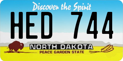 ND license plate HED744