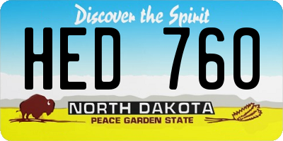 ND license plate HED760