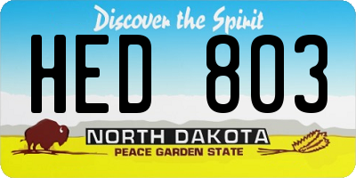 ND license plate HED803
