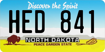 ND license plate HED841