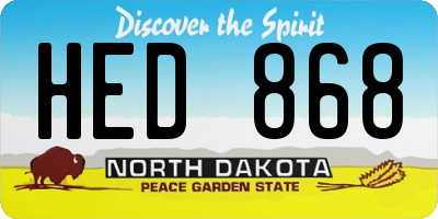 ND license plate HED868