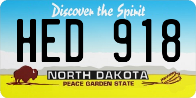 ND license plate HED918