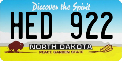 ND license plate HED922