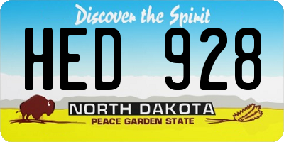 ND license plate HED928