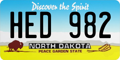 ND license plate HED982