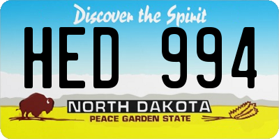 ND license plate HED994