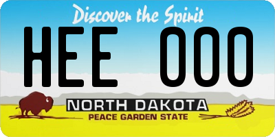 ND license plate HEE000