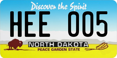 ND license plate HEE005