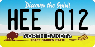 ND license plate HEE012