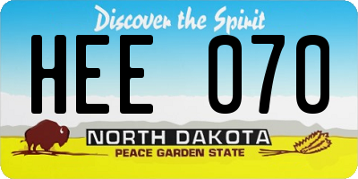 ND license plate HEE070