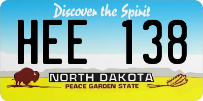 ND license plate HEE138