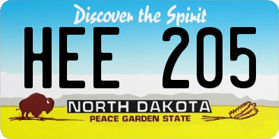 ND license plate HEE205