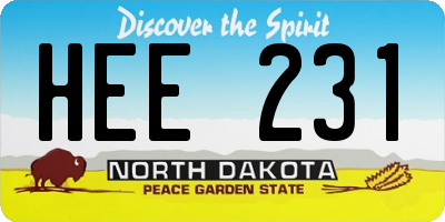 ND license plate HEE231