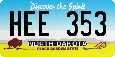 ND license plate HEE353