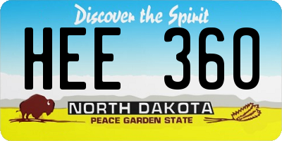 ND license plate HEE360