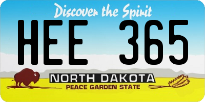 ND license plate HEE365