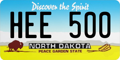 ND license plate HEE500