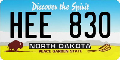 ND license plate HEE830