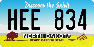 ND license plate HEE834