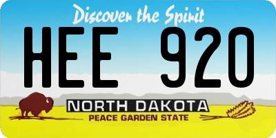 ND license plate HEE920