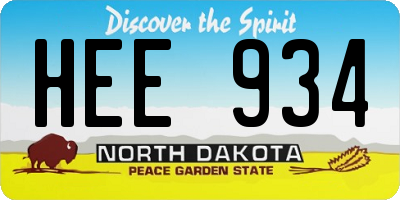 ND license plate HEE934