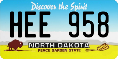 ND license plate HEE958