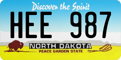 ND license plate HEE987