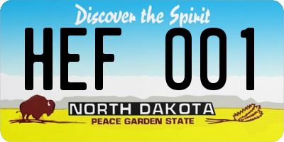 ND license plate HEF001
