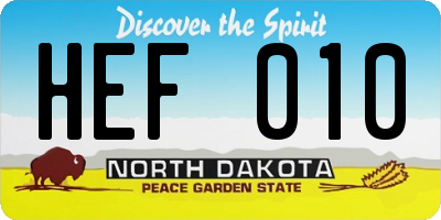 ND license plate HEF010