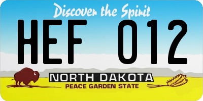 ND license plate HEF012