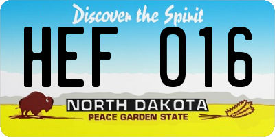 ND license plate HEF016