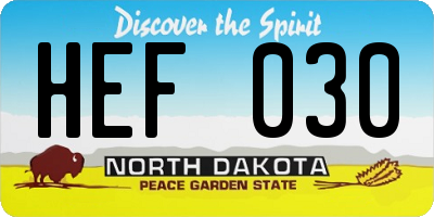 ND license plate HEF030
