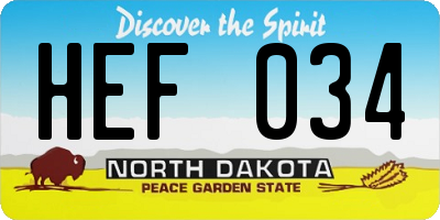 ND license plate HEF034
