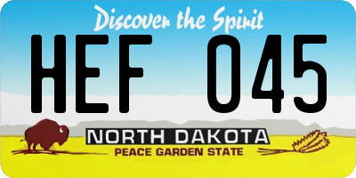 ND license plate HEF045