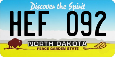 ND license plate HEF092