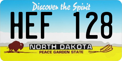 ND license plate HEF128