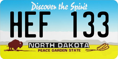 ND license plate HEF133
