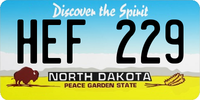 ND license plate HEF229