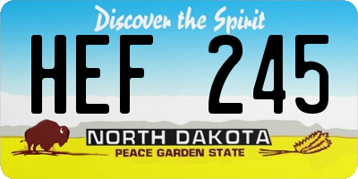 ND license plate HEF245