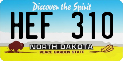 ND license plate HEF310