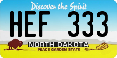 ND license plate HEF333