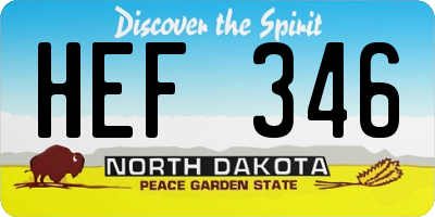 ND license plate HEF346